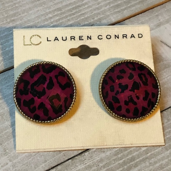 Lauren Conrad Pink Leopard Studs - Picture 2 of 3